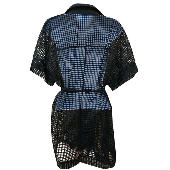 Urbanic Black Mesh Button-Up Cover-Up Dress M goth grunge whimsygoth beachwear - Picture 8 of 9